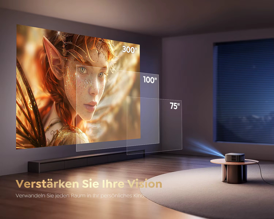 WIMIUS Smart 4K UHD Android Projektor mit Autofokus, WLAN und Bluetooth 5.2, Dolby Heimkino Google TV, Schwarz - Bild 5