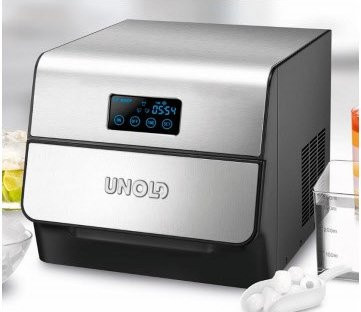Unold Eiswürfelbereiter Edel mit Digitalanzeige und Timer, Edelstahl/Schwarz/Silber - Bild 1