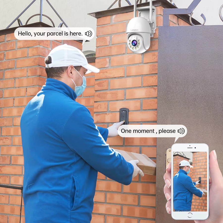 Lenovo 5MP WiFi IP-Überwachungskamera in Weiß mit Farb-Nachtsicht, Auto-Tracking und 5-fach Digitalzoom als PTZ Outdoor-Sicherheitsmonitor - Bild 2