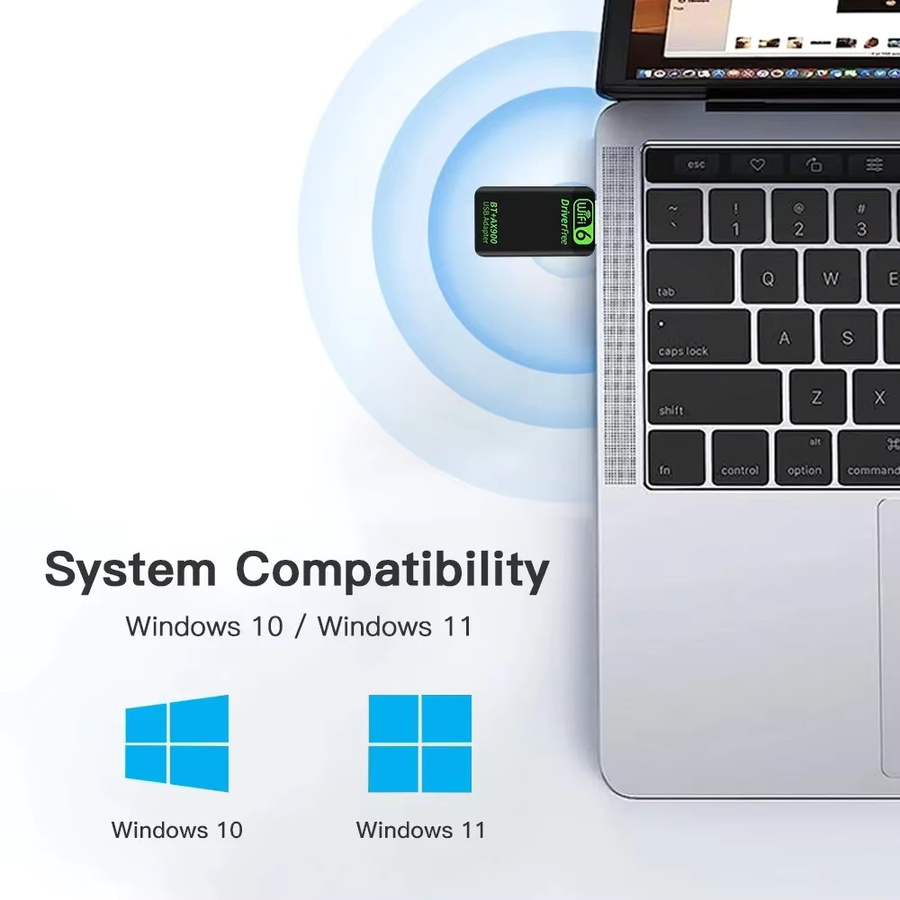 KEBIDUMEI AX900 2in1 USB WiFi 6 und Bluetooth 5.4 Adapter, Dual Band 2,4 GHz & 5 GHz WLAN-Empfänger in Schwarz, treiberfrei für Windows 10/11 - Bild 5