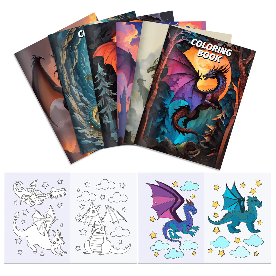 Drachen Thema Graffiti Malbuch Set für Kinder in Mehrfarbig - Bild 2