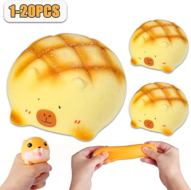 Trebalena Brot Bär Squishy Dekompression Spielzeug als kreatives Tischornament in Gelb - Bild 1