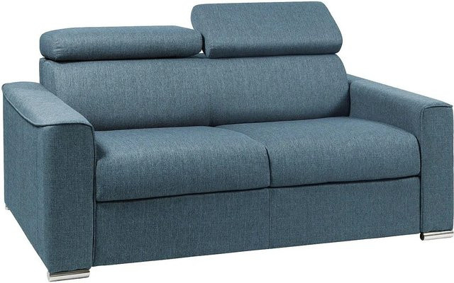 Schlafsofa Vizir von Vente-unique in Blau mit Stoffbezug und Schaumstoffpolsterung für das Wohnzimmer - Bild 1