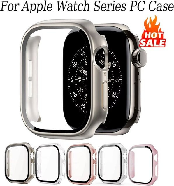 Schutzhülle mit gehärtetem Bildschirmschutz für Apple Watch Ultra, SE und verschiedene Modelle in Blau - Bild 1