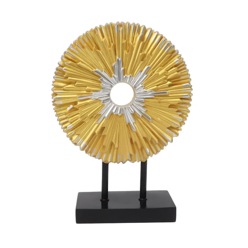 Abstrakte Statue von OutsideWorld in Gold, modernes Rundes Linien-Ornament aus Kunstharz als Schreibtischdekoration - Bild 3