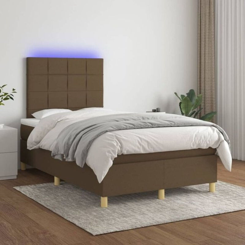 vidaxl Boxspringbett mit Matratze in Braun und Weiß aus Stoff, B/T/H: 200 x 120 x 118 cm - Bild 1