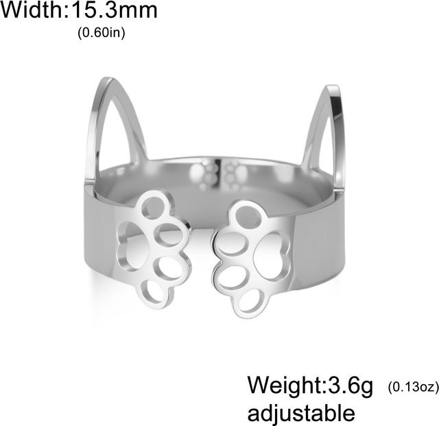Ring Katzenpfoten, Edelstahl, Gold, Damen - Bild 1