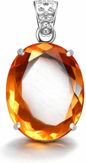 Anhänger Oranger Topas, 925 Silber, Oval, Damen - Bild 1