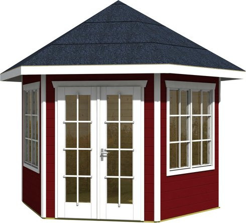 Skan Holz Pavillon Almelo aus nordischer Fichte mit Spitzdach in Rot, B/T: 350 x 303 cm - Bild 3