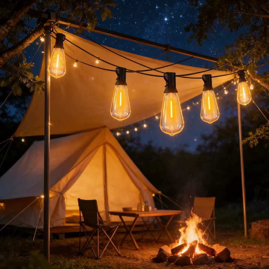 Avanlo Outdoor-Lichterkette mit 48 LED ST38 Edison-Glühbirnen, wasserdicht, warmweiß, 20 m Länge - Bild 7
