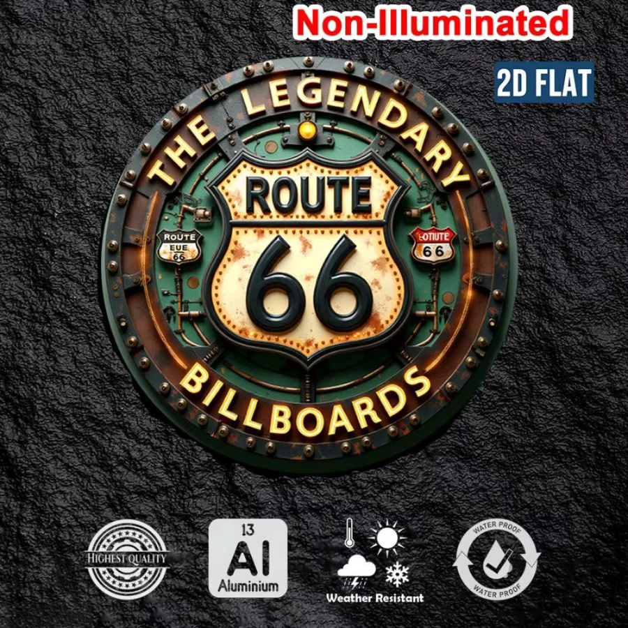 CIFBUY Retro Route 66 Metall-Wandschild, runde Aluminiumplakette in Multicolour zur Dekoration von Zuhause, Bar und Küche - Bild 3