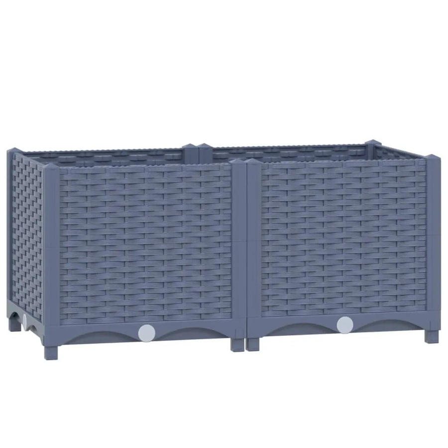 vidaXL Hochbeet aus Polypropylen in Grau, B/T/H: 80 x 40 x 38 cm - Bild 2