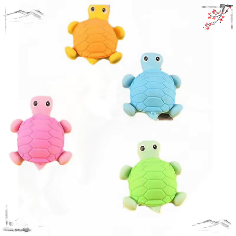 4er-Set kreative Cartoon-Radiergummis in Schildkröten-Optik, bunte Radiergummis für Schulbedarf und Schulanfang - Bild 2
