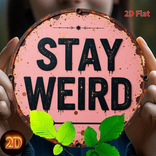 Potdemiel Stay Weird Rundes Metallschild in Pink mit Vintage Design, Durchmesser: 20 cm - Bild 1