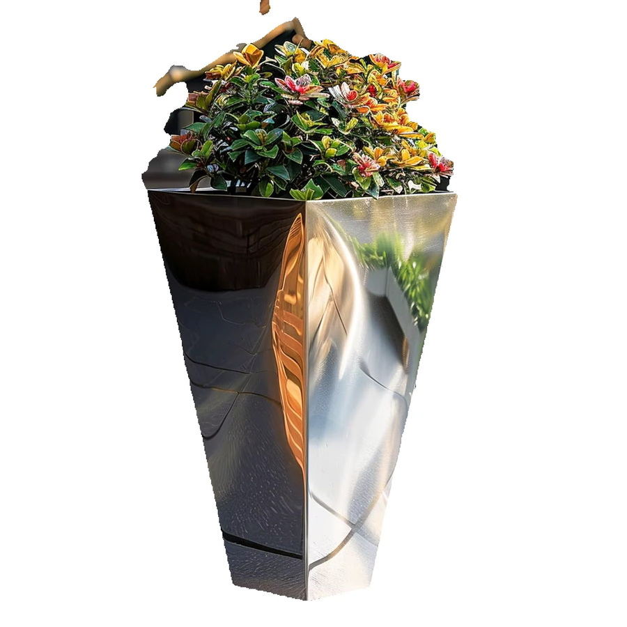 Köhko Designer-Pyramidenkübel Vina Pflanztopf aus Edelstahl in Silber Höhe: 53,0 cm, Breite: 53,0 cm, Tiefe: 53,0 cm - Bild 6