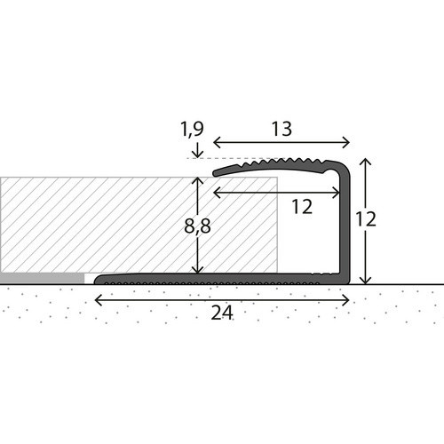 CARL PRINZ Einfassprofil aus Aluminium in Edelstahloptik Silber, Breite: 28 mm, Höhe: 13 mm, Länge: 900 mm - Bild 1