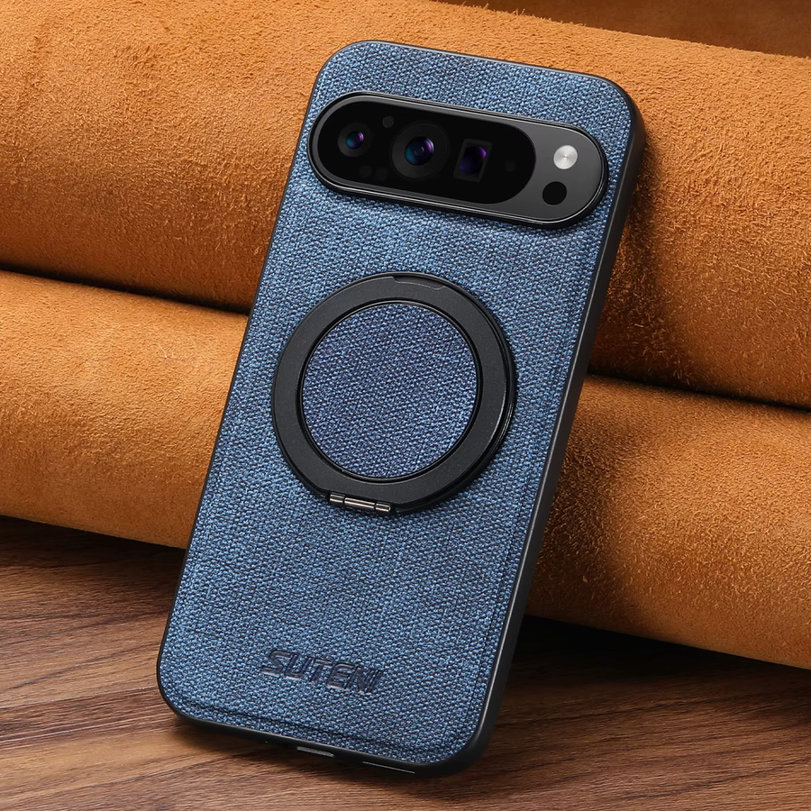 Suteni Kunstleder Handyhülle mit magnetischem kabellosem Laden, 360 Grad drehbarem Ständer und Ringschnalle in Blau für Google Pixel 10 ProXL, 9, 8A, 7 und 6 - Bild 2