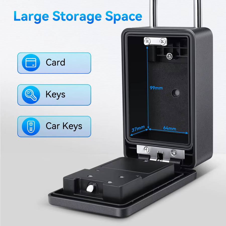 Smart Key Safe Box mit Fingerabdruckscanner und digitalem Passwortcode, wasserdichte Schlüsselschrank Sicherheitsbox in Schwarz - Bild 5