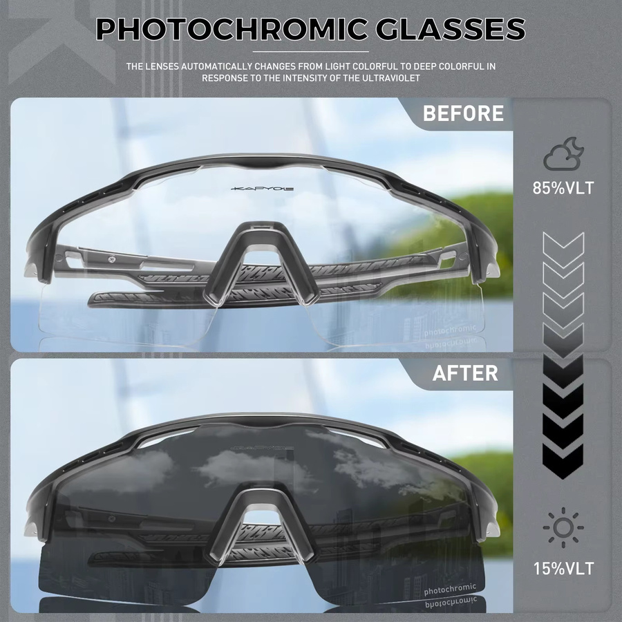 Kapvoe Sportsonnenbrille, photochrom, Vollrand, Unisex, Kunststoff - Bild 3