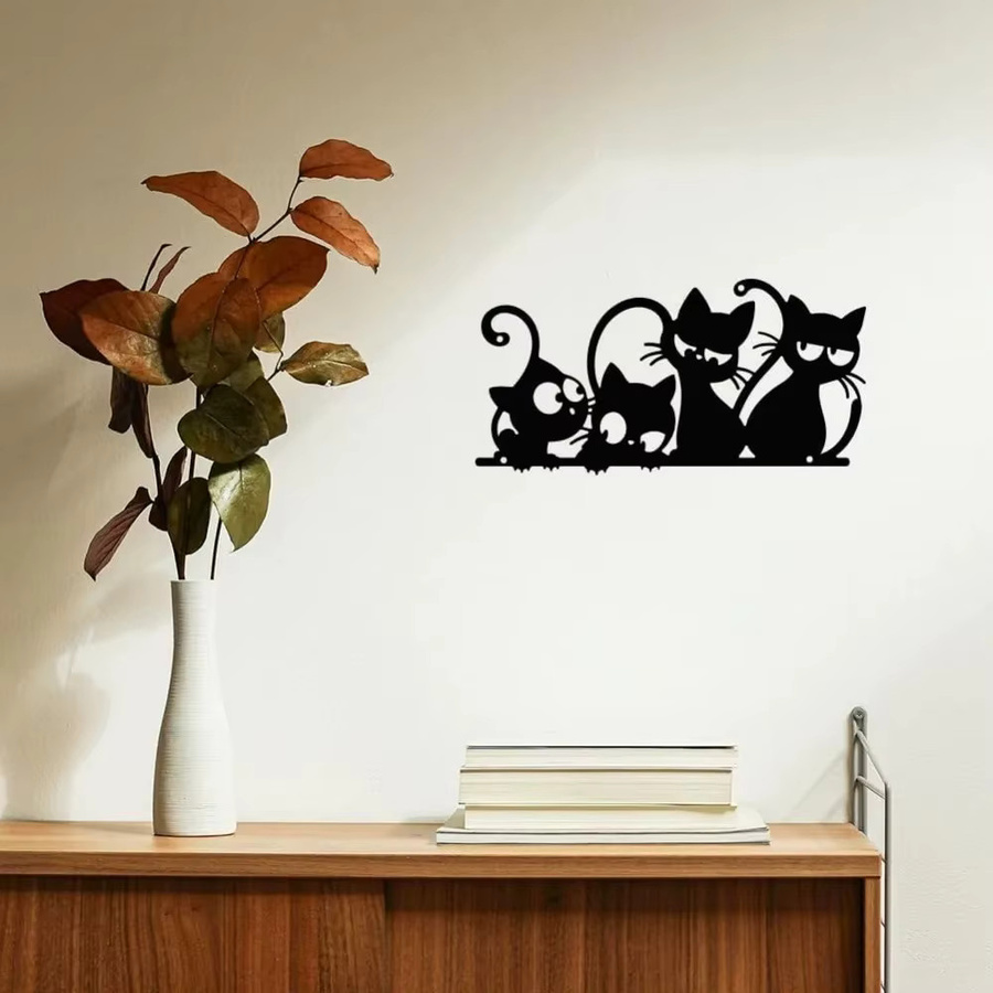 CIFBUY Metall-Wandkunst Schwarze Katze Moderne Minimalistische Wanddekoration zum Aufhängen - Bild 3