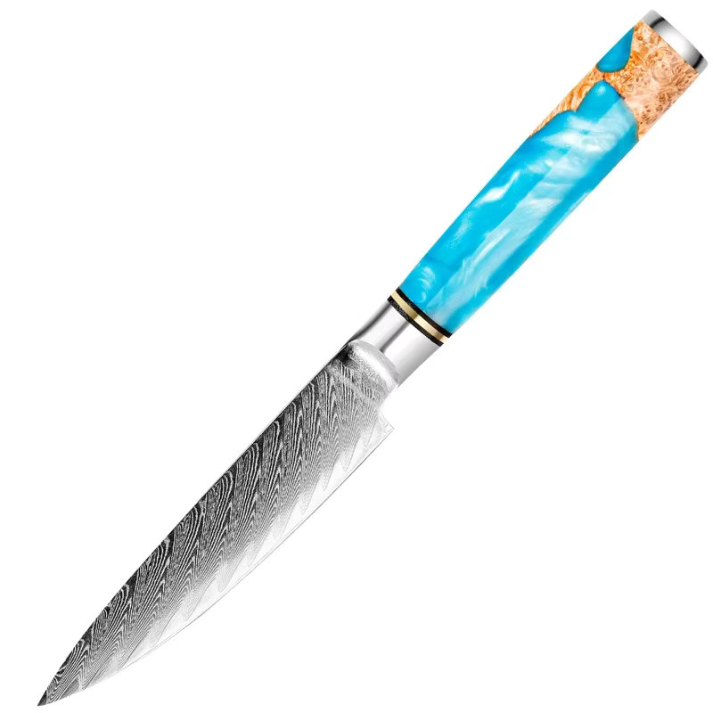 WXCOO Allzweckmesser aus Damaststahl und Edelstahl mit Holzgriff, professionelles japanisches Schälmesser zum Schneiden von Obst und Fleisch - Bild 6