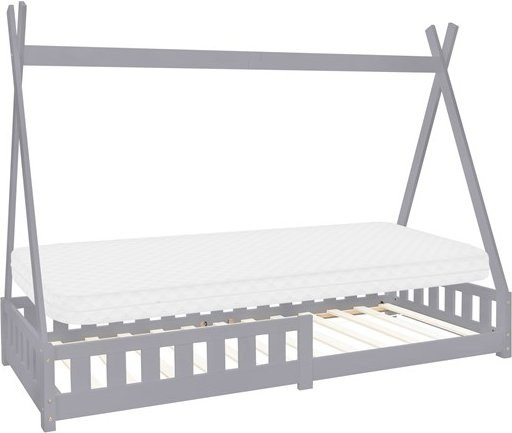 ML-Design Kinderbett Tipi aus Kiefernholz in Hellgrau mit Matratze und Lattenrost, B/T/H: 90 x 200 x 156 cm - Bild 1