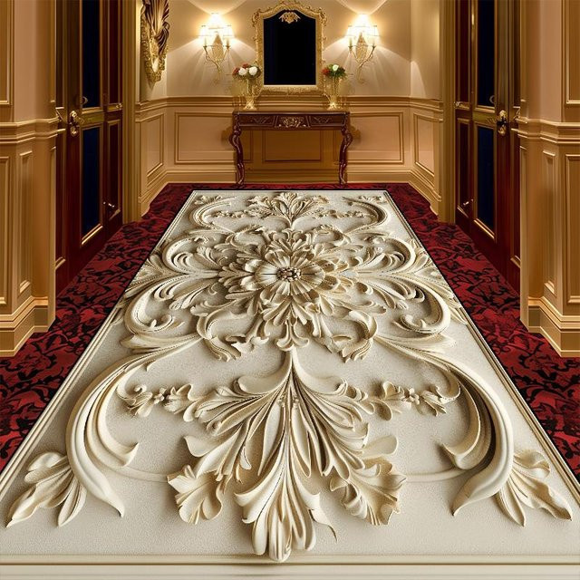 Luxuriöser Wohnzimmerteppich im europäischen Stil aus Flanell, beige, B/B: 180 x 250 cm - Bild 1