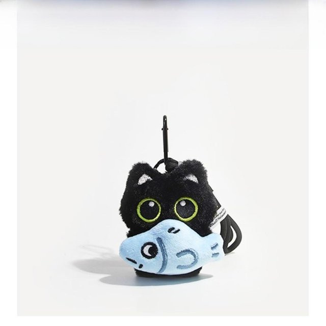 Schlüsselanhänger Fisch Schwarze Katze, Unisex - Bild 1