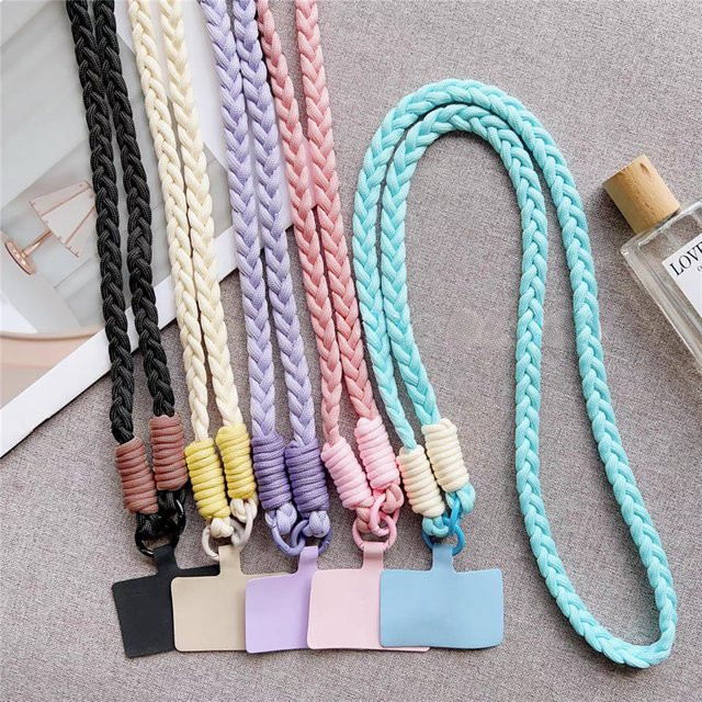 INS Damen Crossbody Handyband aus geflochtenem Seil in Pink für Outdoor und Reise - Bild 1