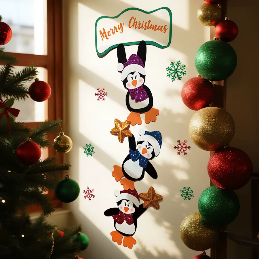 BRUP Weihnachts-Wandaufkleber aus PVC in Mehrfarbig mit Tier-Motiven für die festliche Dekoration von Fluren und Veranstaltungsorten - Bild 2