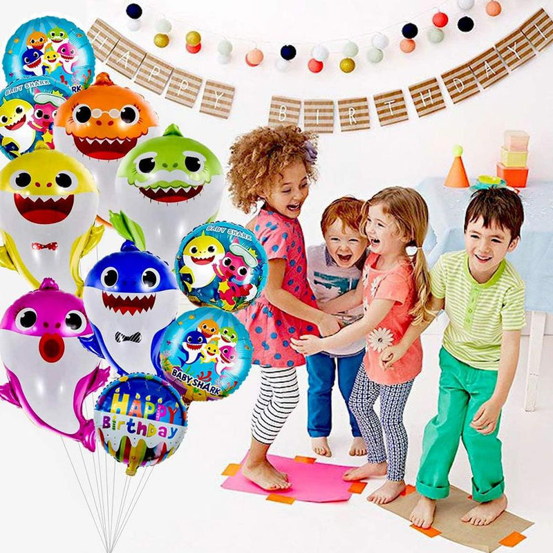 Baby Shark Party-Dekoration Set mit Helium-Babyhai-Luftballons und runden Luftballons in Mehrfarbig von happybuySE - Bild 7