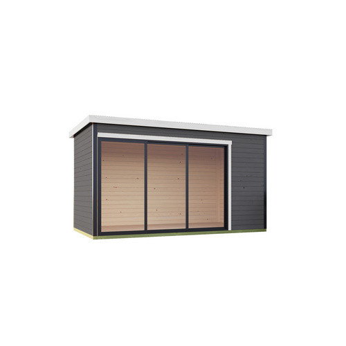 Lasita Gartenhaus Austin Blockbohlenhaus mit Flachdach in Carbongrau lasiert B/H/T: 439,6 x 239,4 x 259,6 cm - Bild 2