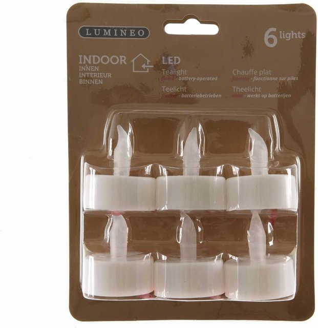 Kaemingk LED Teelichter Weiß mit Flackereffekt, 6 Stück - Bild 1