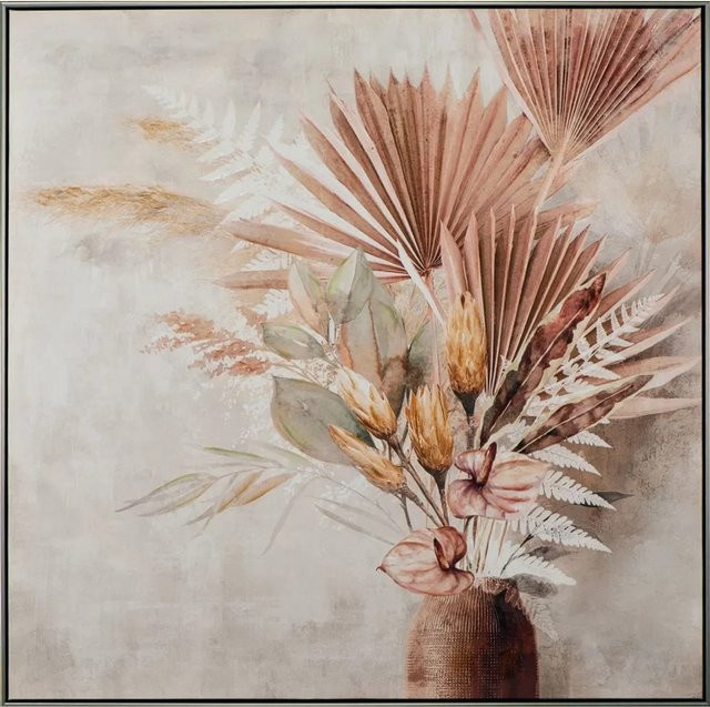 Art Universe Leinwandbild Palmblätter in Vase, modernes botanisches Motiv, Mehrfarbig, B/T/H: 102 x 102 x 102 cm - Bild 1
