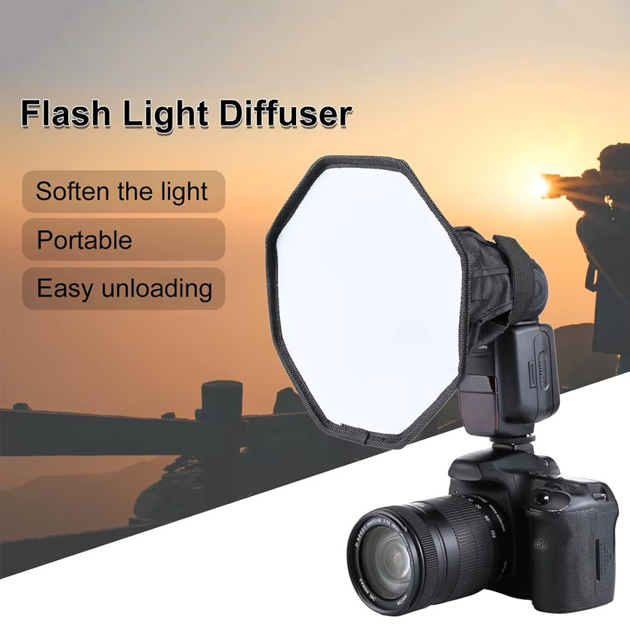 EXSKOF Faltbarer Blitzdiffusor in Weiß, professionelle Mini-Softbox für Canon und Nikon, Durchmesser: 20 cm - Bild 2