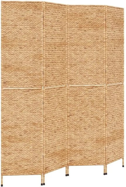 vidaXL Paravent aus 4 Teilen in Wasserhyazinthe und Metall, Landhaus-Stil in Hellbraun/Beige, H x B x T: 180 x 163 x 163 cm - Bild 1