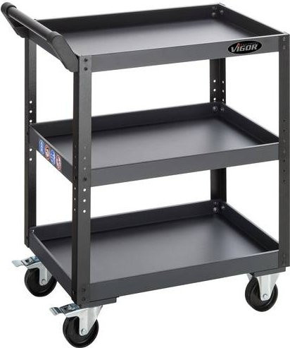 Vigour Werkstattwagen V4758 Servicewagen aus Stahl in Schwarz, B/T/H: 120,0 x 84,3 x 44,3 cm - Bild 1