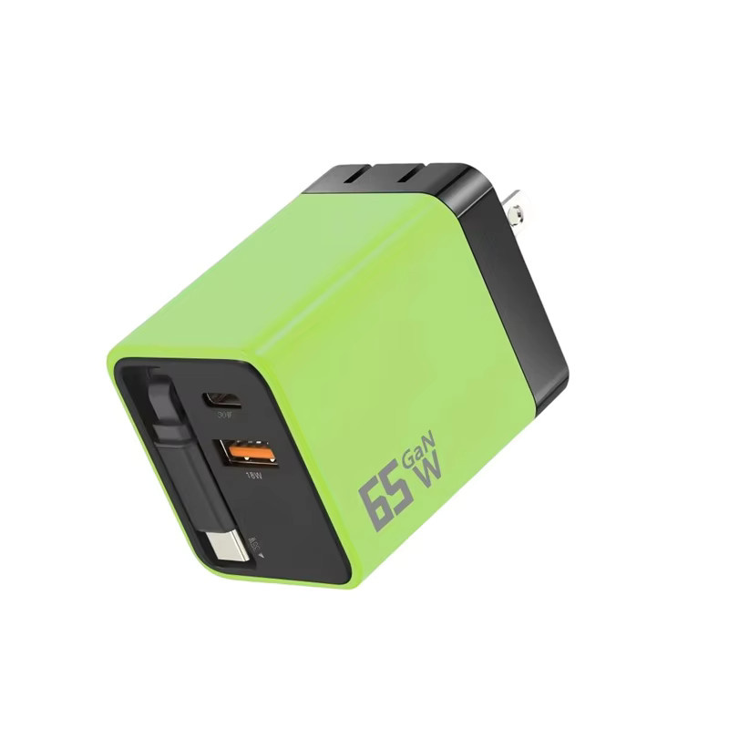 BMAD 65 W GaN-Schnellladegerät mit integriertem USB-C-Kabel in Grün - Bild 6