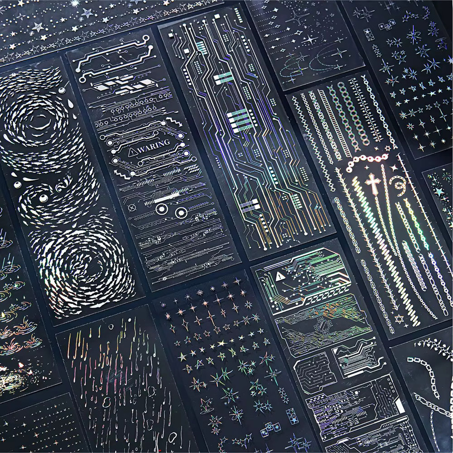 PET-Aufkleber-Set mit vielseitigen Mustern für DIY-Karten und Scrapbooking aus Kunststoff - Bild 1