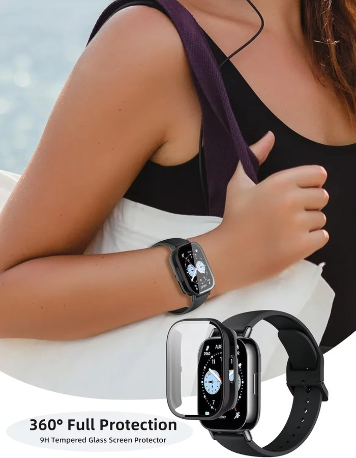 Xiaomi Schutzhülle für Redmi Watch 5 Active/Lite, Silikon, Edelstahl, Schwarz - Bild 5