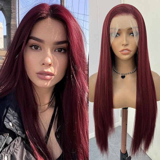 UStyleHair Perücke, burgunderrot, langes glattes Kunsthaar, Damen - Bild 1