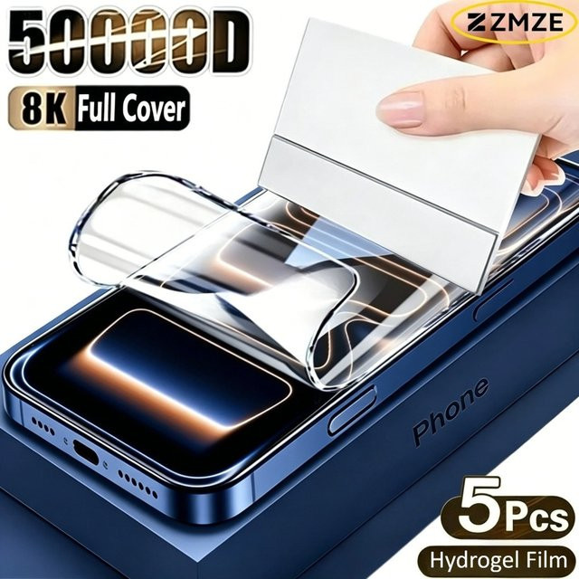 5er-Pack SnakeGlass Hydrogel-Displayschutzfolie für iPhone 17 16 15 13 12 11 Pro Max XS XR transparent und kratzfest - Bild 1