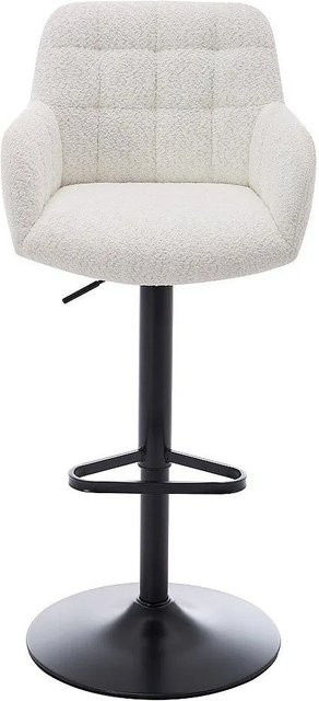 Vente-unique Barhocker Pega in Weiß mit Bouclé-Bezug und Metallgestell, Höhe: 50 cm - Bild 1