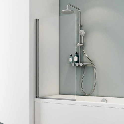 Schulte Badewannenfaltwand Komfort in Alu/Natur mit ESG-Glas klar hell grau, B/T: 130 x 70 cm - Bild 2
