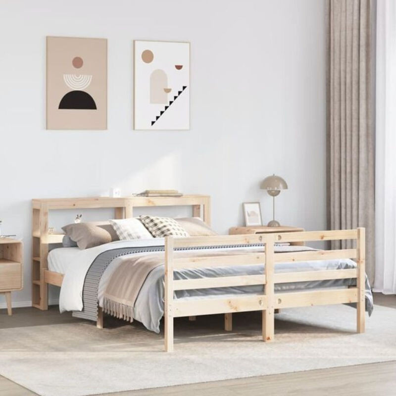 Massivholzbett aus Kiefer in Braun im Landhaus- und Skandinavischen Stil von vidaxl, B/L: 160 x 200 cm - Bild 1