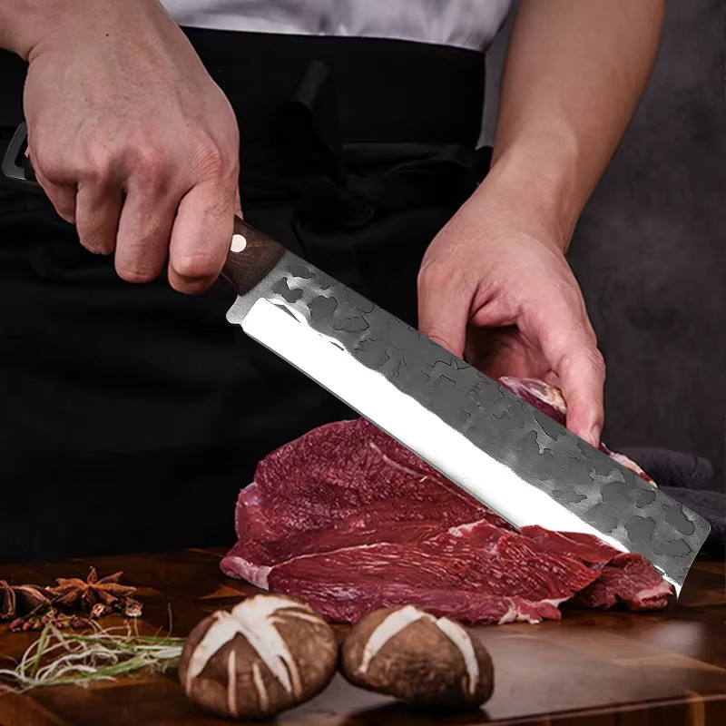 GuanQi Big Bone Metzger Hackmesser aus Edelstahl mit Holzgriff in Silber - Bild 3