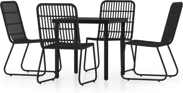 vidaXL 5-teilige Garten-Essgruppe aus PE-Rattan und Glas in Schwarz - Bild 1