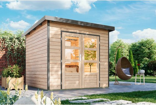 Karibu Gartenhaus Haby Blockhaus in Braun mit B/H/T: 267 x 219 x 266 cm - Bild 1
