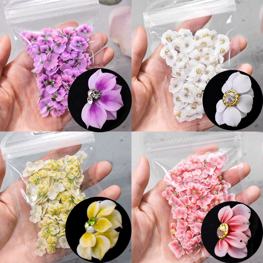 MingLee Nail Art Charms, 3D Blumen Acryl Perlen Strass, Glänzend - Bild 3