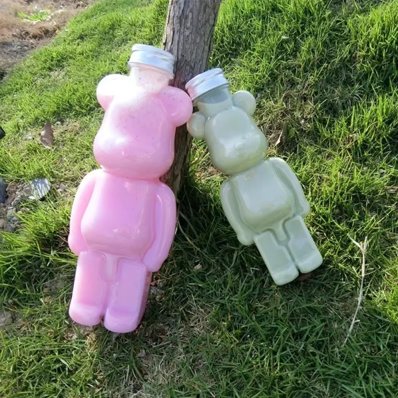 Transparente Bärenflasche aus Kunststoff für Milch, Tee oder Saft, 500 ml - Bild 2